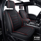LUCKYMAN CLUB Custom Fit Seat Covers for 2015-2022 F150 Crew Cab, and 2017-2022 F250 F350 Crew Cab with Waterproof Faux Leather (Black & Red)