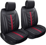 SPEED TREND Leather Car Seat Covers, Premium PU Leather & Universal Fit for Auto Interior Accessories, Automotive Vehicle Cushion Cover for Most Cars SUVs Trucks (ST-004 Front Pair, Black&RED)