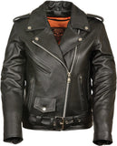 Ladies Leather Motorcycle Leather Jacket Plain Sides
