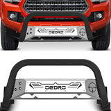 oEdRo Bull Bar Fits 2005-2015 Toyota Tacoma, Pickup Front Brush Push Bumper Guard Textured Black, w / Chrome Skid Plate Light Mount