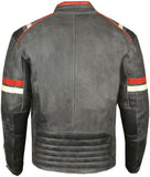 Men's Vintage Cafe Racer Motorcycle Distressed Leather Armor Biker Jacket XL