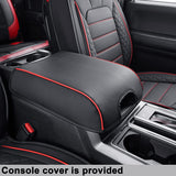 LUCKYMAN CLUB Custom Fit Seat Covers for 2015-2022 F150 Crew Cab, and 2017-2022 F250 F350 Crew Cab with Waterproof Faux Leather (Black & Red)