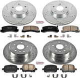 Power Stop K6782 Front and Rear Z23 Carbon Fiber Brake Pads with Drilled & Slotted Brake Rotors Kit