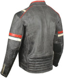 Men's Vintage Cafe Racer Motorcycle Distressed Leather Armor Biker Jacket XL