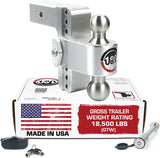 180 HITCH LTB6-2.5-KA Aluminum Adjustable 6" Drop, Stainless Steel Ball, 2.5" Receiver 18,500 GTW