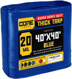 Core Tarps Extreme Heavy Duty 20 Mil Tarp Cover, Waterproof, UV Resistant, Rip and Tear Proof, Poly Tarpaulin with Reinforced Edges for Roof, Camping, Patio, Pool , Boat (Green/Black 40′ X 40′)