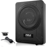 8-Inch Low-Profile Amplified Subwoofer System - 600 Watt Compact Enclosed Active Marine Underseat Car Subwoofer with Built in Amp, Powered Car Subwoofer w/Low & High Level Inputs - Pyle PLMRSBA8
