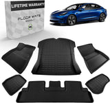 Tesla Model 3 Floor Mat - Fits 2021 2022 21 22 Ultimate All Weather & All Season Waterproof 3D Floor Liner - Full Set Front, Rear, Trunk, Frunk Storage……
