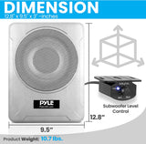 8-Inch Low-Profile Amplified Subwoofer System - 600 Watt Compact Enclosed Active Marine Underseat Car Subwoofer with Built in Amp, Powered Car Subwoofer w/Low & High Level Inputs - Pyle PLMRSBA8