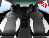 DrCarNow Tesla Model 3 Seat Covers 2017 2018 2019 2020 2021 2022,Full Set Custom Car Leather Seat Cover Accessories,for Dog Pet Baby Infant Kids, Front and Back Seat Protector Gifts,Black and White