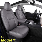 INCH EMPIRE Seat Cover Custom Fit for Tesla Model 3 Model Y Synthetic Leather Car Seat Cushion Protector for 2017 2018 2019 2020 2021 2022 All Season Customized (Grey Y)