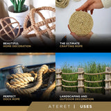 ATERET Twisted ProManila Rope Cordage I UnManila 3 Strand Synthetic Polypropylene Rope I 1 1/2 inch x 100 feet I Multipurpose, Lightweight, Weather-Resistant Cord for Decor, Landscaping & DIY Projects