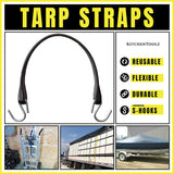 50 Pack of 31 Inch Trucking Rubber Tarp Straps with Crimped Metal S Hooks, 31" Inch Bungee Cords with Hooks, Heavy Duty Bungie Cord Tie Downs for Cargo, Tarps by kitchentoolz