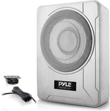 8-Inch Low-Profile Amplified Subwoofer System - 600 Watt Compact Enclosed Active Marine Underseat Car Subwoofer with Built in Amp, Powered Car Subwoofer w/Low & High Level Inputs - Pyle PLMRSBA8
