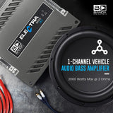 Banda 1-Channel Vehicle Audio Bass Amplifier - High-Powered Mono Bass Amplifier w/Subsonic Filter and Low Pass Filter Stable at 2 ohm, LED Indicators, Sound Specialization - 2K2