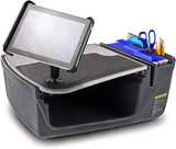 AutoExec AUE00646 Efficiency GripMaster Car Desk Grey Finish Built-in 200 Watt Inverter and Tablet Mount
