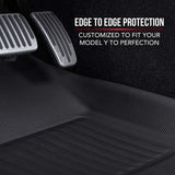 LDCRS Tesla Model Y Floor Mats 2022 2021 - All Weather Floor Mats - Premium 3D Waterproof Car Mats Without Logo - Heavy Duty Non Slip Floor Liners - Set of 3 (1st & 2nd Row)